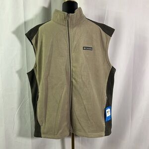 NWT Columbia Tan & Brown Fleece Steens Mountain Zip Front Vest